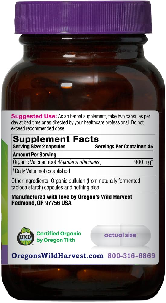 Oregon's Wild Harvest Valériane Bio 900 mg gélules