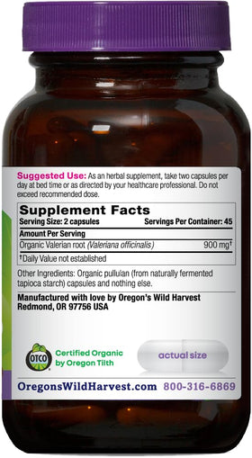 Oregon's Wild Harvest Valériane Bio 900 mg gélules