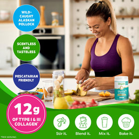 Orgain Collagène Marin en Poudre 12g 8,5oz avec cuillère