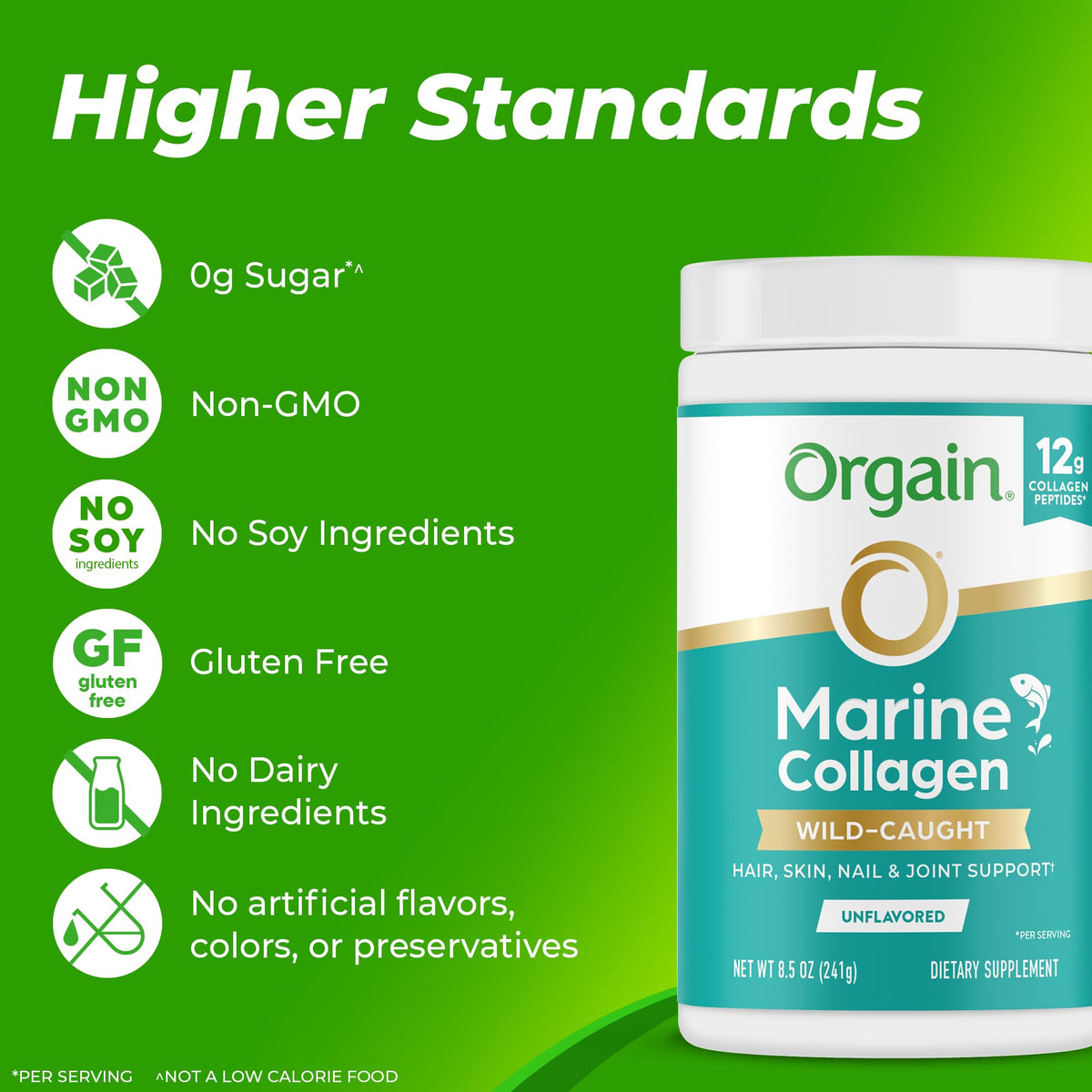 Orgain Collagène Marin en Poudre 12g 8,5oz en gros plan