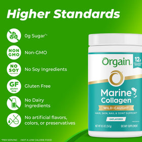 Orgain Collagène Marin en Poudre 12g 8,5oz en gros plan
