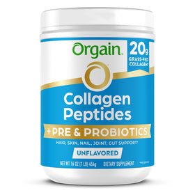 Orgain Poudre de Collagène 20g avec Prébiotiques et Probiotiques, vue avant