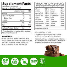 Orgain Poudre de Collagène Hydrolysé Chocolat 624g vue de dos