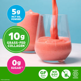 Orgain Poudre de Collagène Keto Vanille 508g sur un fond de cuisine