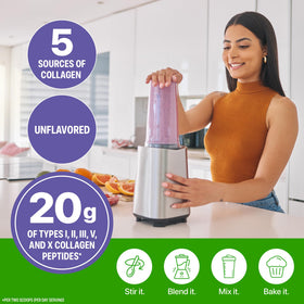Orgain Poudre de Collagène Multi Hydrolysé 20g avec un verre d'eau