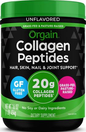 Orgain Poudres de Collagène Hydrolysé 572g vue avant avec emballage