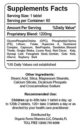 Organic Farms Vitamins Neuro Care Kids 60 comprimés vue de côté