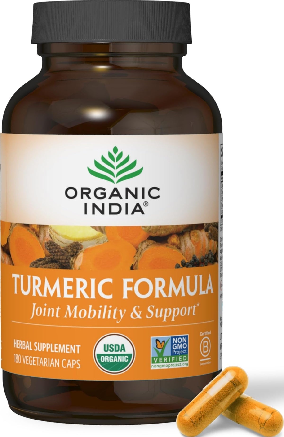 ORGANIC INDIA Curcuma Curcuma 180 capsules vue de face