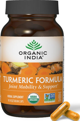 ORGANIC INDIA Curcuma Curcuma avec Poivre Noir 90 capsules vue de face