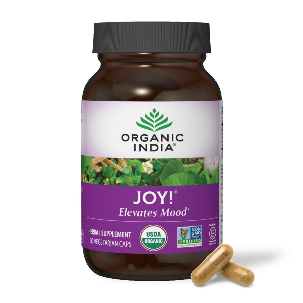 ORGANIC INDIA Joy Complément Alimentaire 90 capsules vue de face