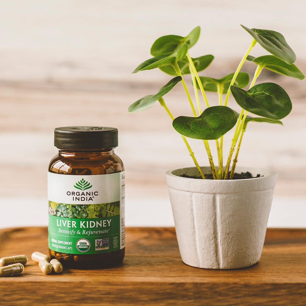 ORGANIC INDIA Nettoyage du Foie et des Reins 90 capsules en gros plan