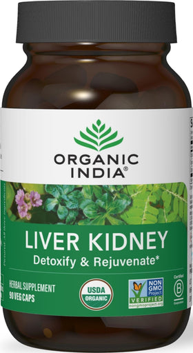 ORGANIC INDIA Nettoyage du Foie et des Reins 90 capsules vue de face