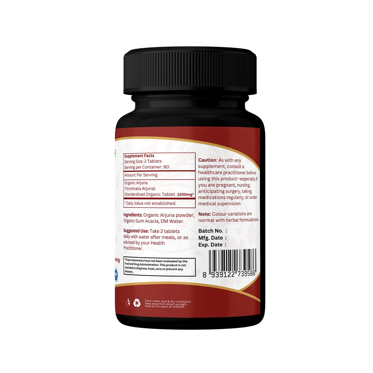 ORGANIC SPREE Arjuna 120 Comprimés et feuilles d'Arjuna