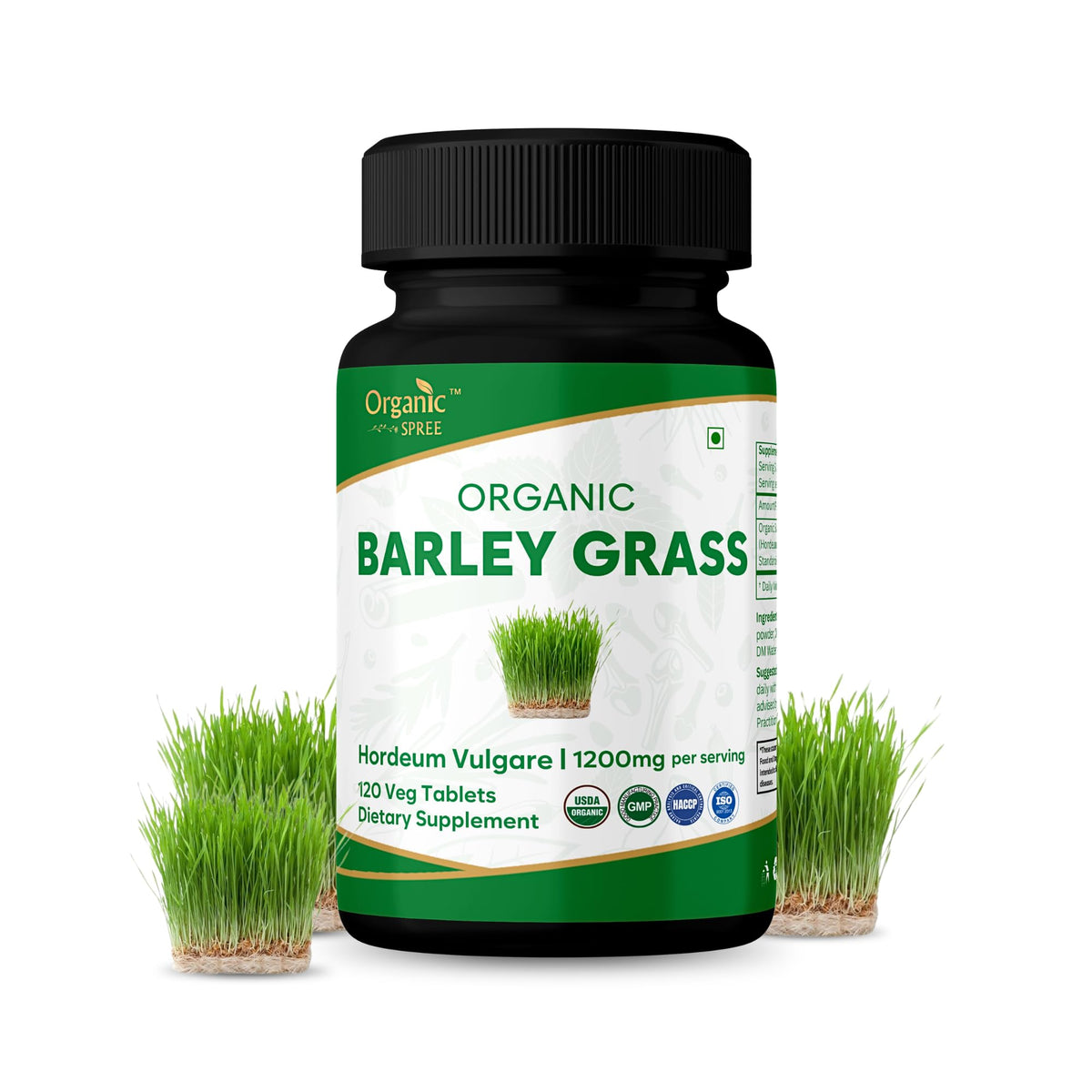 ORGANIC SPREE Barley Grass 120 Tablettes vue avant avec emballage