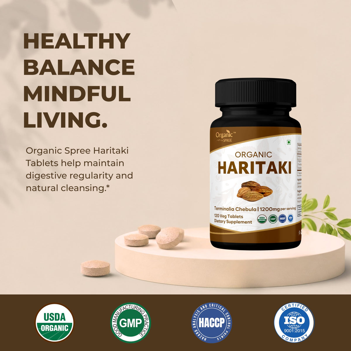 ORGANIC SPREE Haritaki 120 comprimés vue arrière de l'emballage