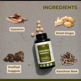 ORGANIC SPREE Kanchnar Guggulu comprimés sur fond blanc