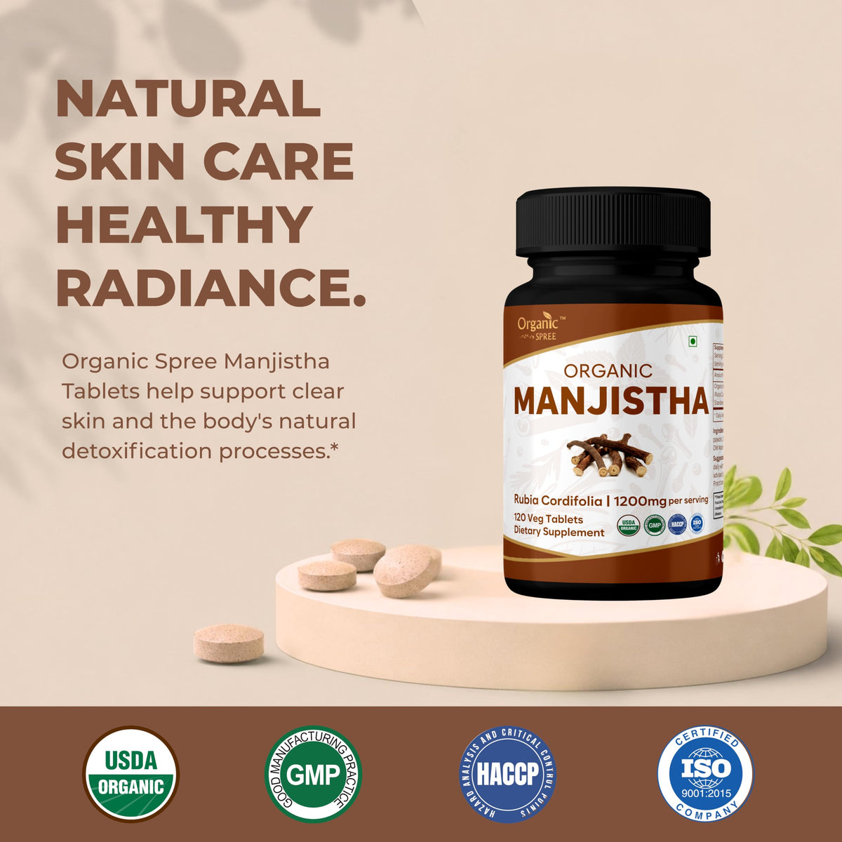 ORGANIC SPREE Manjistha 120 comprimés, emballage