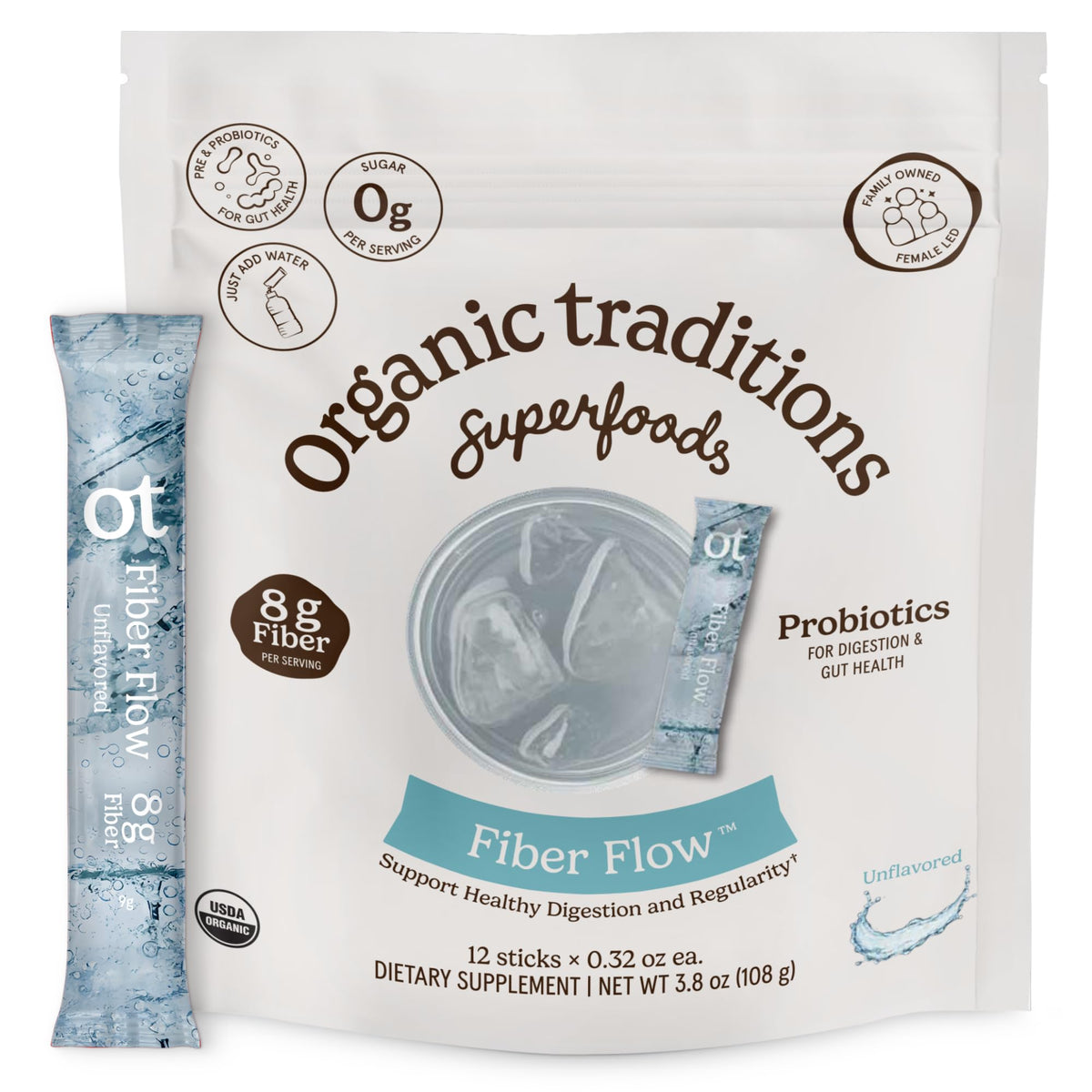 Organic Traditions Fiber Flow Sticks paquet de 12