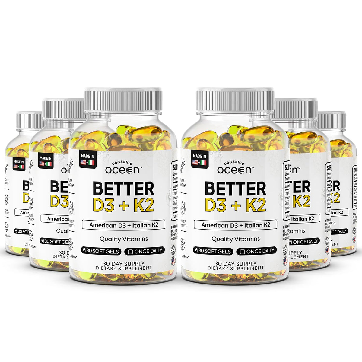 Organics Ocean Better D3 + K2 boîte de 180 capsules vue de face