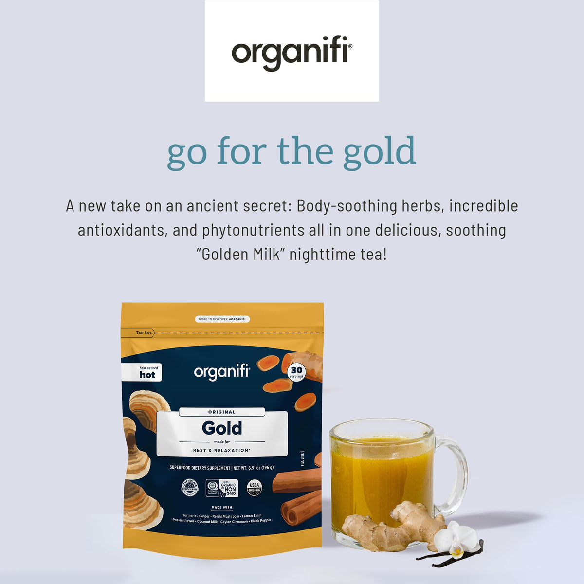 Organifi Gold Thé au Curcuma - préparation avec de l'eau