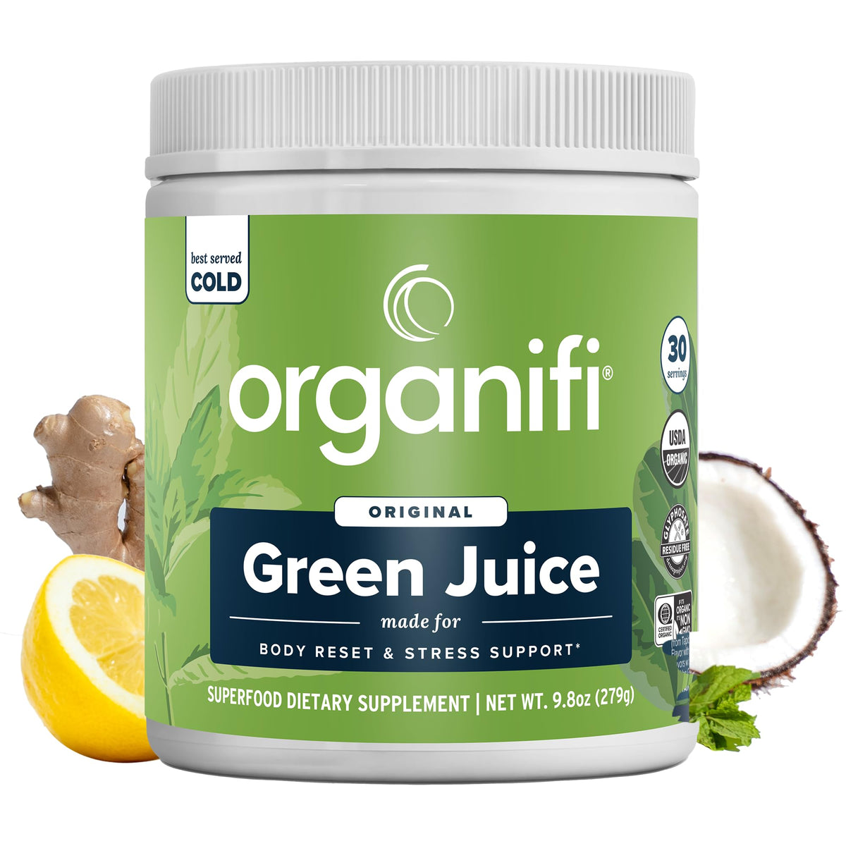 Organifi Green Juice poudre de superaliment vue de face