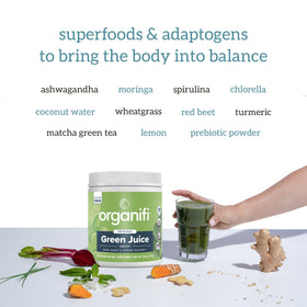 Organifi Green Juice poudre en sachet ouvert