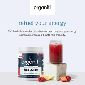 Organifi Red Juice 340g avec cuillère doseuse à côté