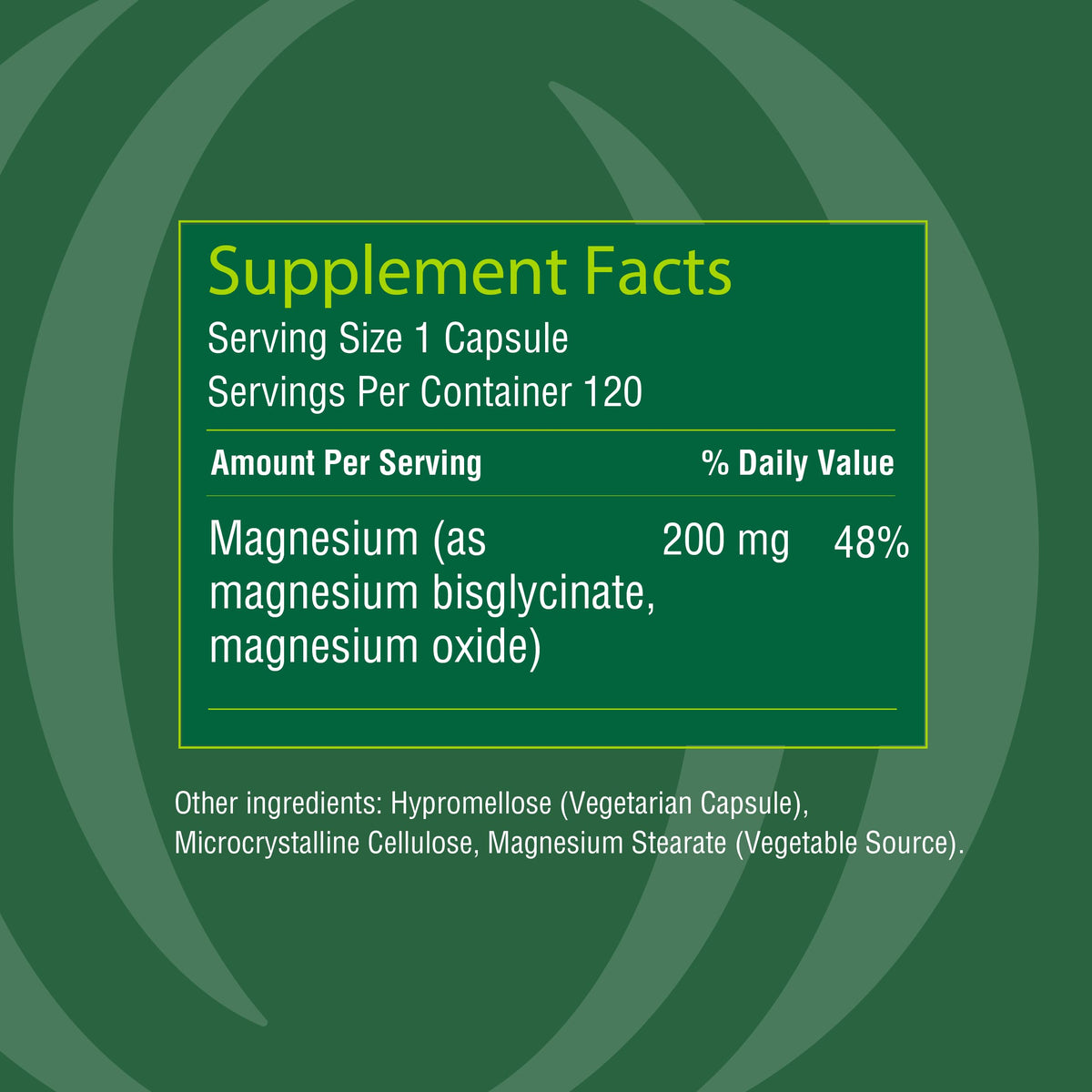 Organika Magnésium Bisglycinate 200 mg gélule végétarienne sur fond blanc
