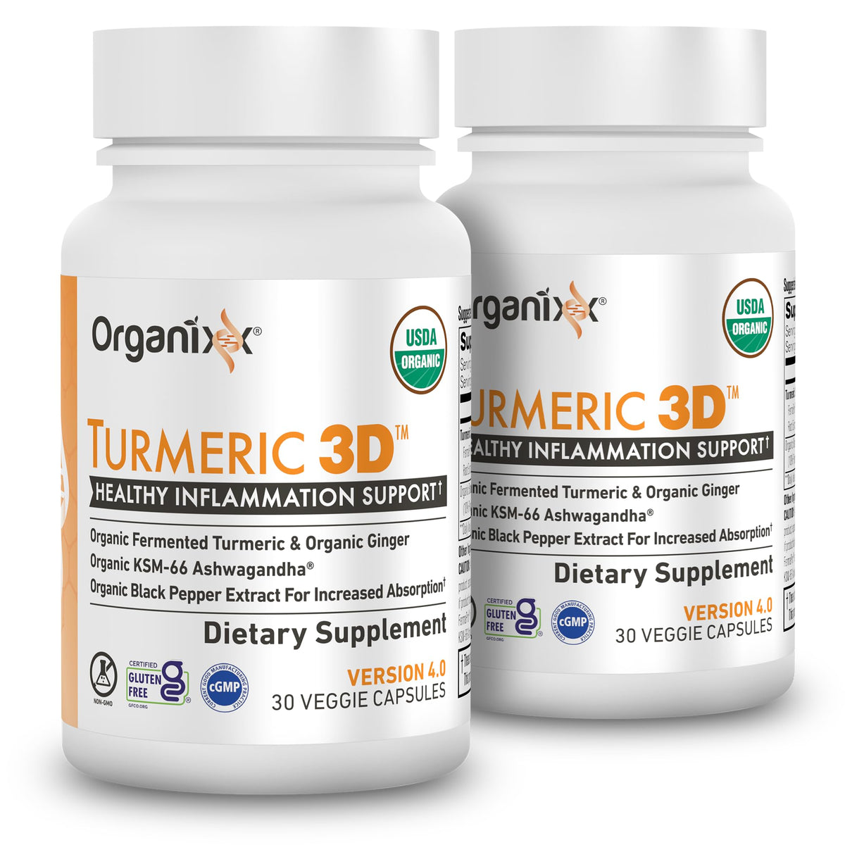 Organixx Complément Alimentaire Curcuma Bio 30 Capsules x2 vue de face