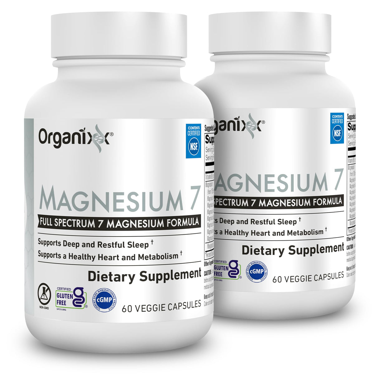 Organixx Magnesium 7 Complex 2-Pack avec capsules devant