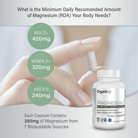 Organixx Magnesium 7 Complex 60 capsules, étiquette détaillée
