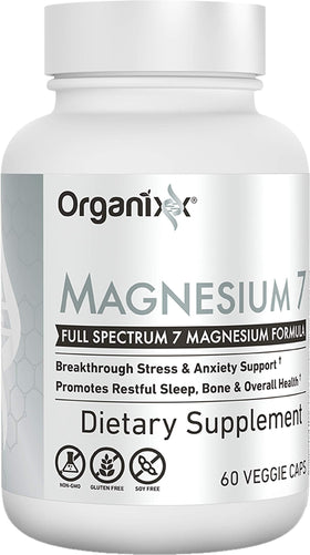 Organixx Magnesium 7 Complex 60 capsules, vue de face