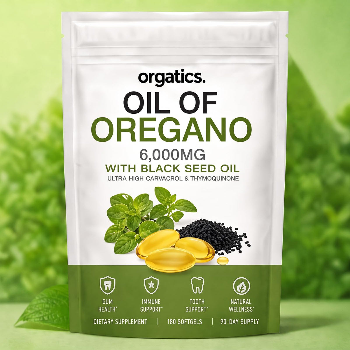Orgatics Oil Huile d'Origan 6 000 mg flacon de 180 gélules