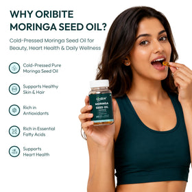 ORIBITE Huile de Graines de Moringa 1000mg capsules à l'intérieur de la boîte