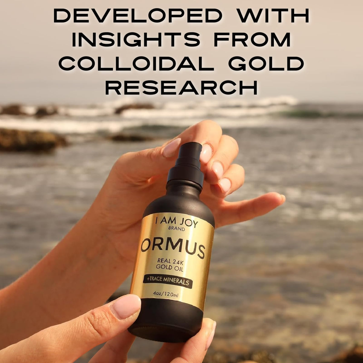 Ormus Gold Oil Monoatomique 240g sur fond blanc