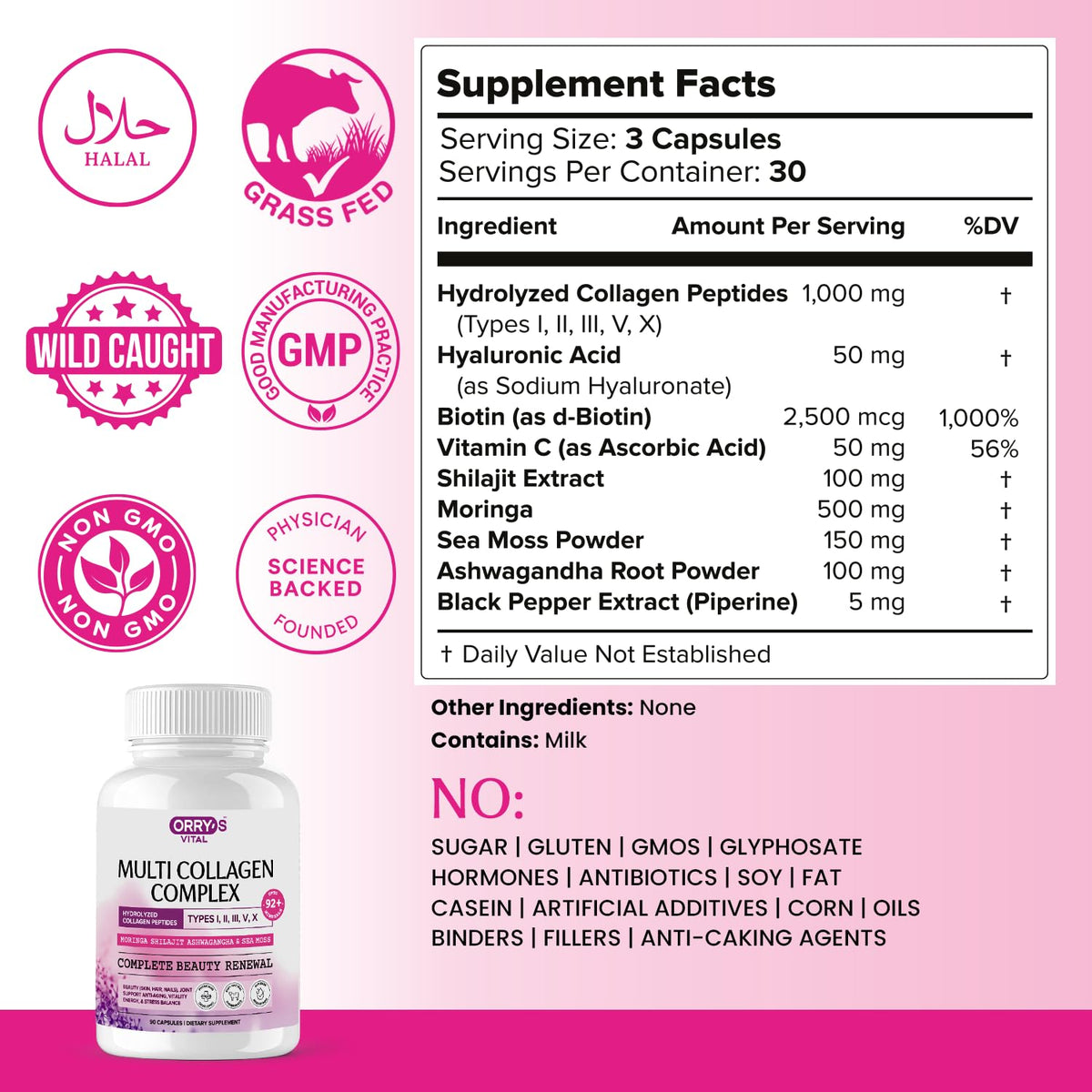 Orry's Vital Collagène Hydrolysé 109g avec ingrédients naturels