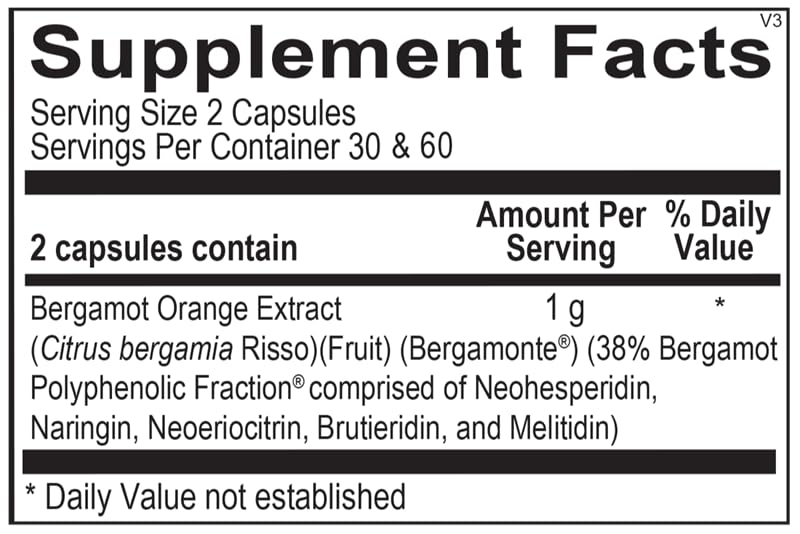 Ortho Bergamot BPF 60 Capsules, vue arrière avec instructions