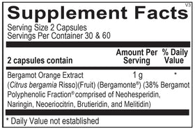 Ortho Bergamot BPF 60 Capsules, vue arrière avec instructions
