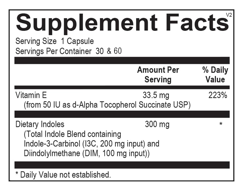 Ortho Molecular Estrodim 30 Capsules avec vue rapprochée des capsules