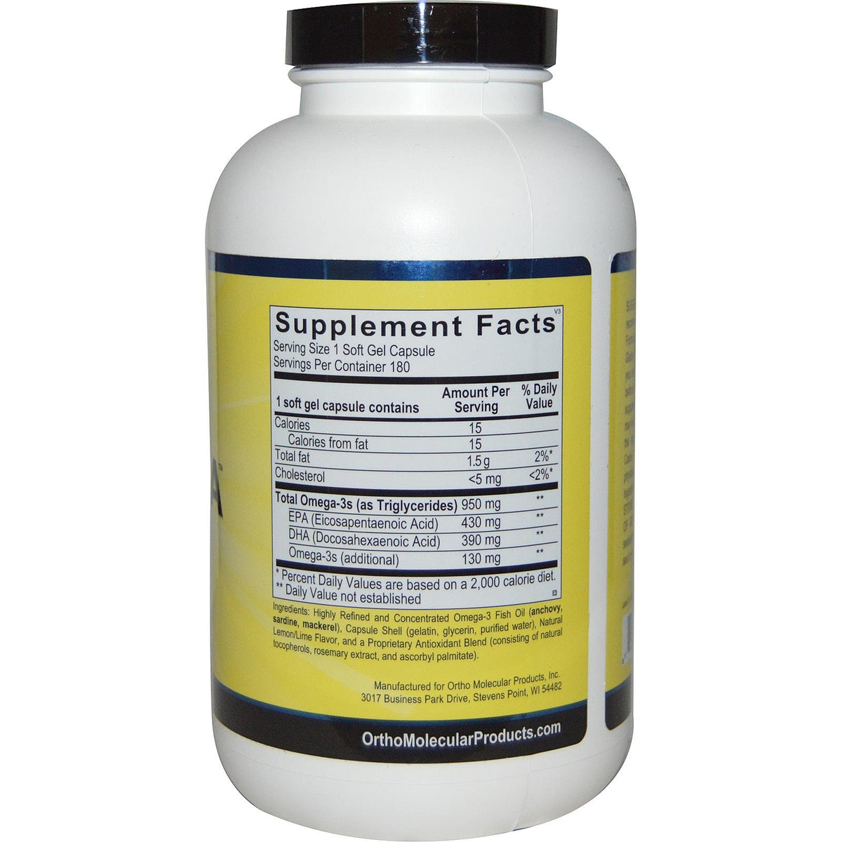 Ortho Molecular Products Orthomega 820 capsules avec étiquette et détails