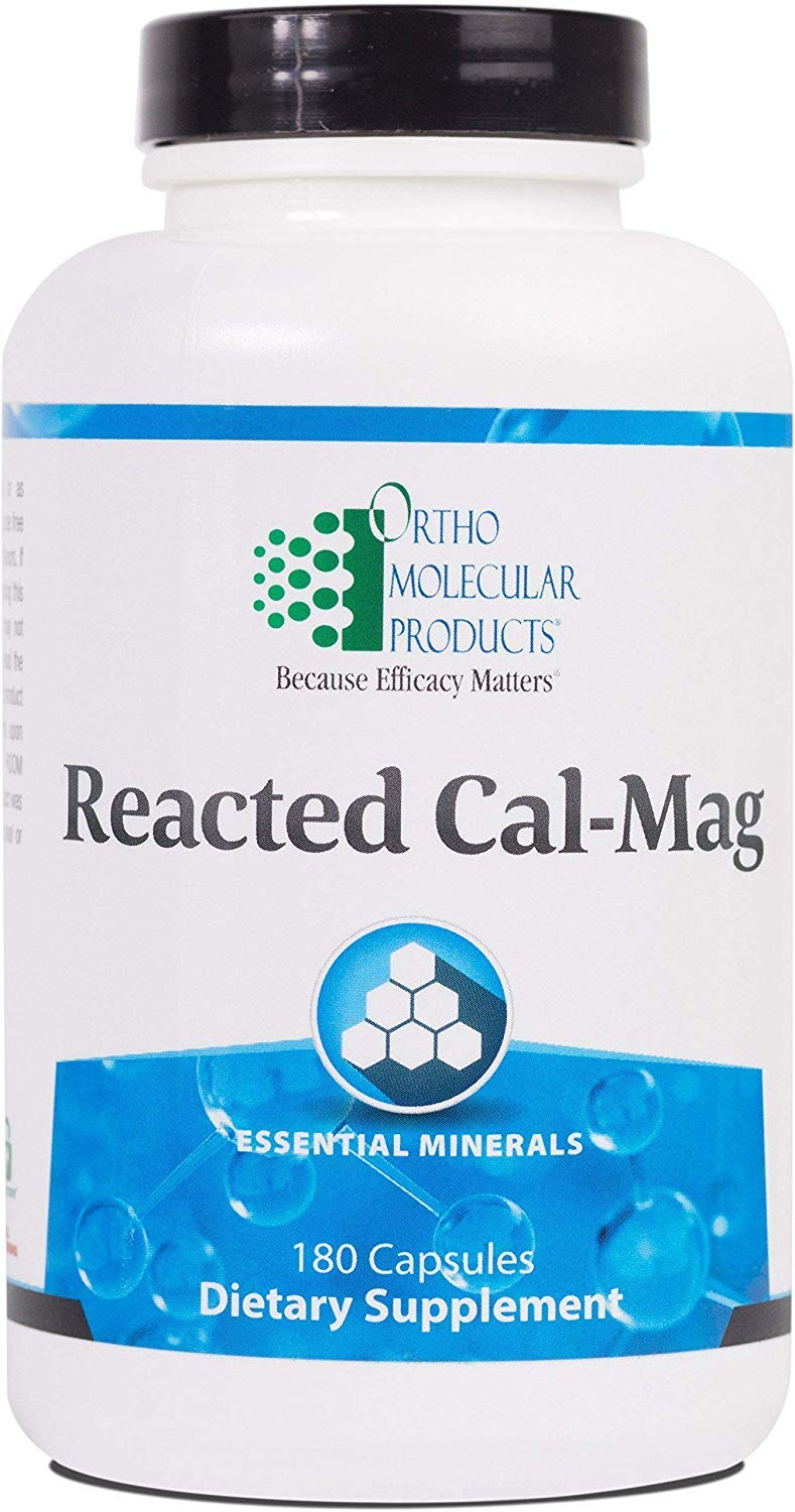 Ortho Molecular Products Reacted Cal-Mag 180 Capsules, vue de l'emballage