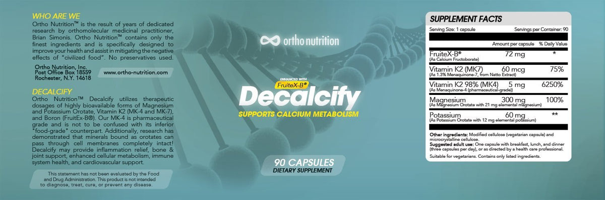 Ortho Nutrition Decalcify capsules à l'intérieur de l'emballage