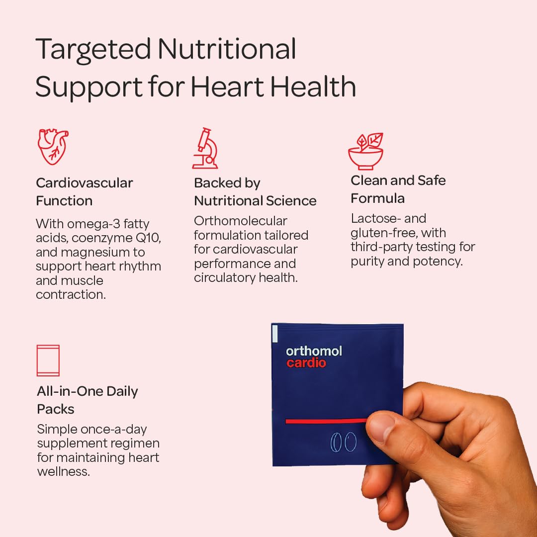 Orthomol Cardio capsules sur un fond neutre