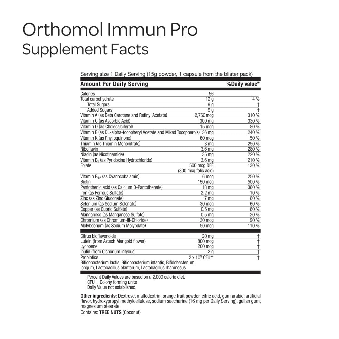 Orthomol daily wellness Pro poudre dans un verre d'eau