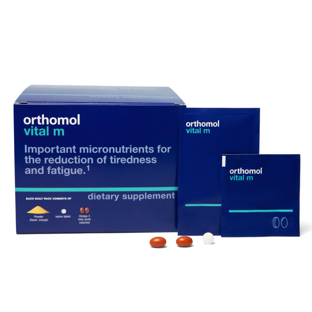 Orthomol Vital M paquet de comprimés et poudre pour hommes, vue avant