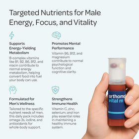 Orthomol Vital M, présentation du produit sur un fond neutre