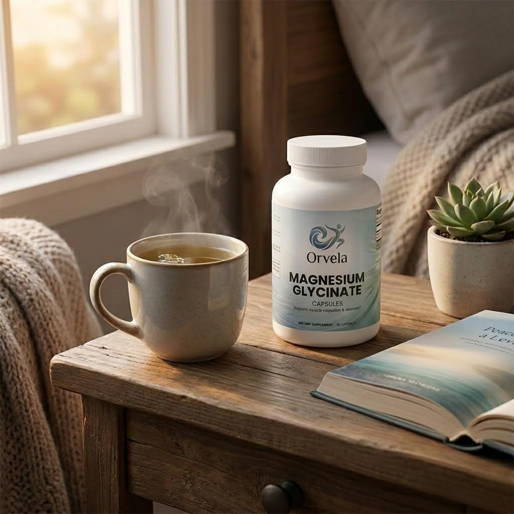 Orvela Magnésium Glycinate 275mg capsules ouvertes sur une table