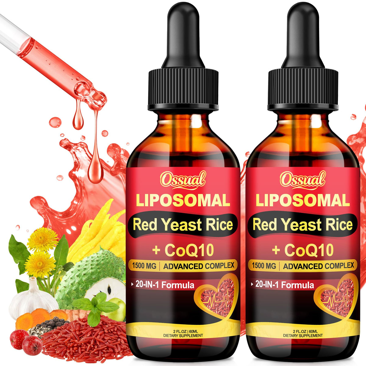 Ossual 20-in-1 Riz Rouge Liposomique 1500 mg flacon avant