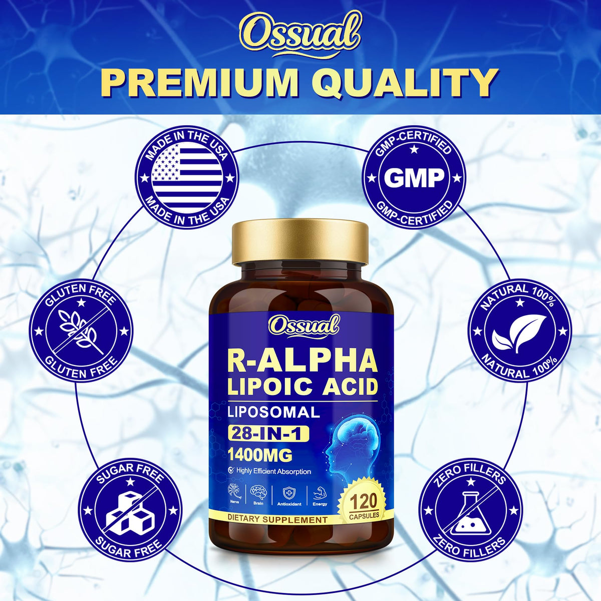 Ossual R-Alpha Lipoïque 1400mg capsules en mode de vie actif