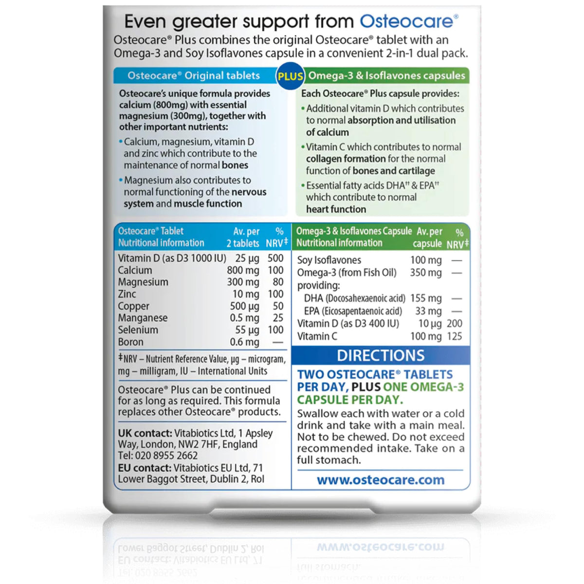 Osteocare Plus 2-en-1 comprimés et capsules Omega-3